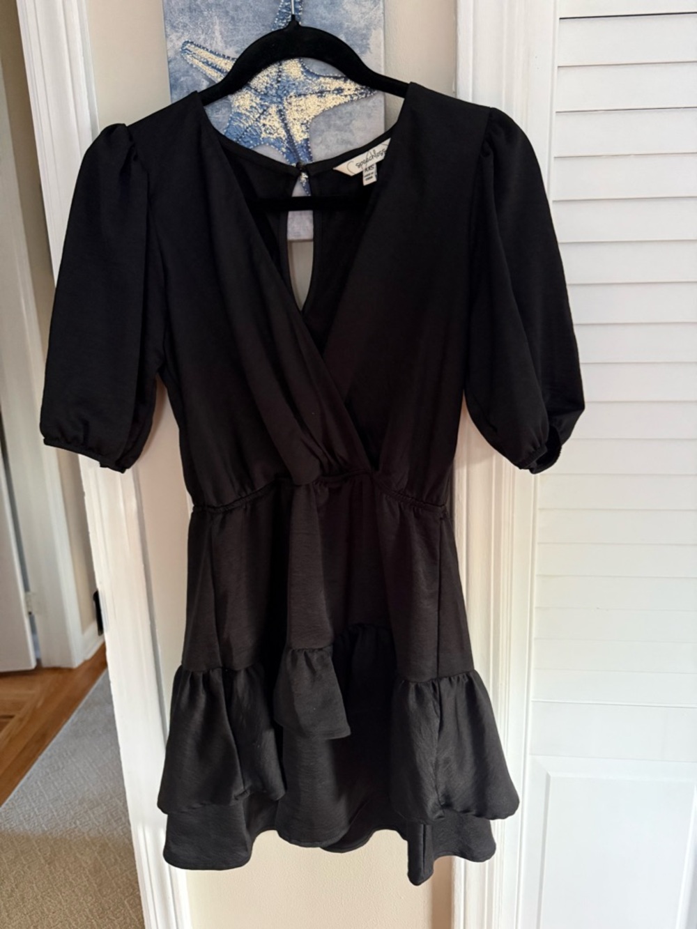 Set of 2 Black Mini Dresses: Ruffle Wrap & Sleeveless Asymmetrical